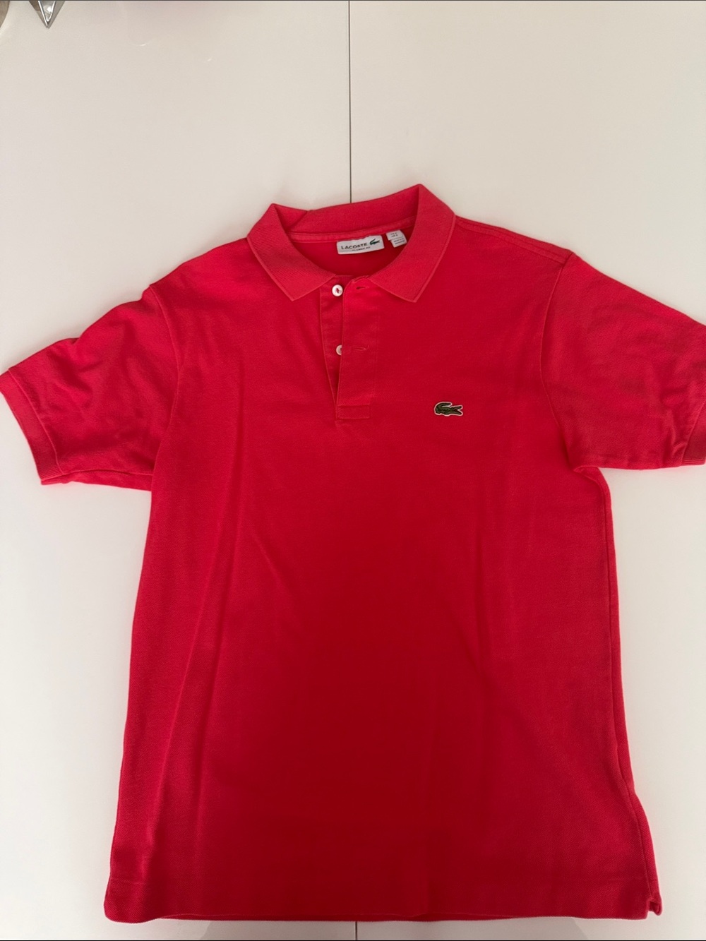 Lacoste Men's Red Pique Polo with Crocodile Logo